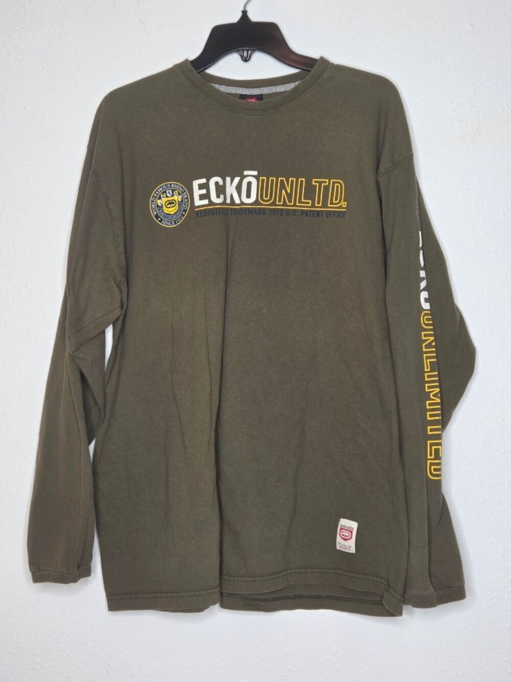 Ecko Unltd. Vintage Olive Green Long-sleeve Graphic Shirt XL